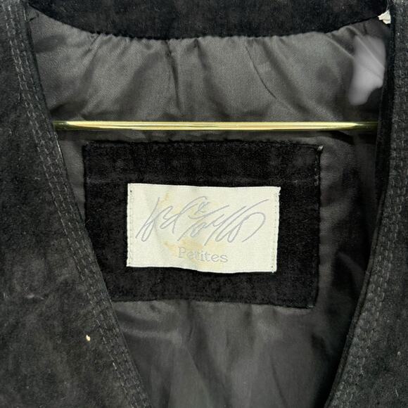 Vintage 1990s Lord & Taylor Black Suede Cropped Leather Jacket, Size 2 *ASIS* - Picture 3 of 9